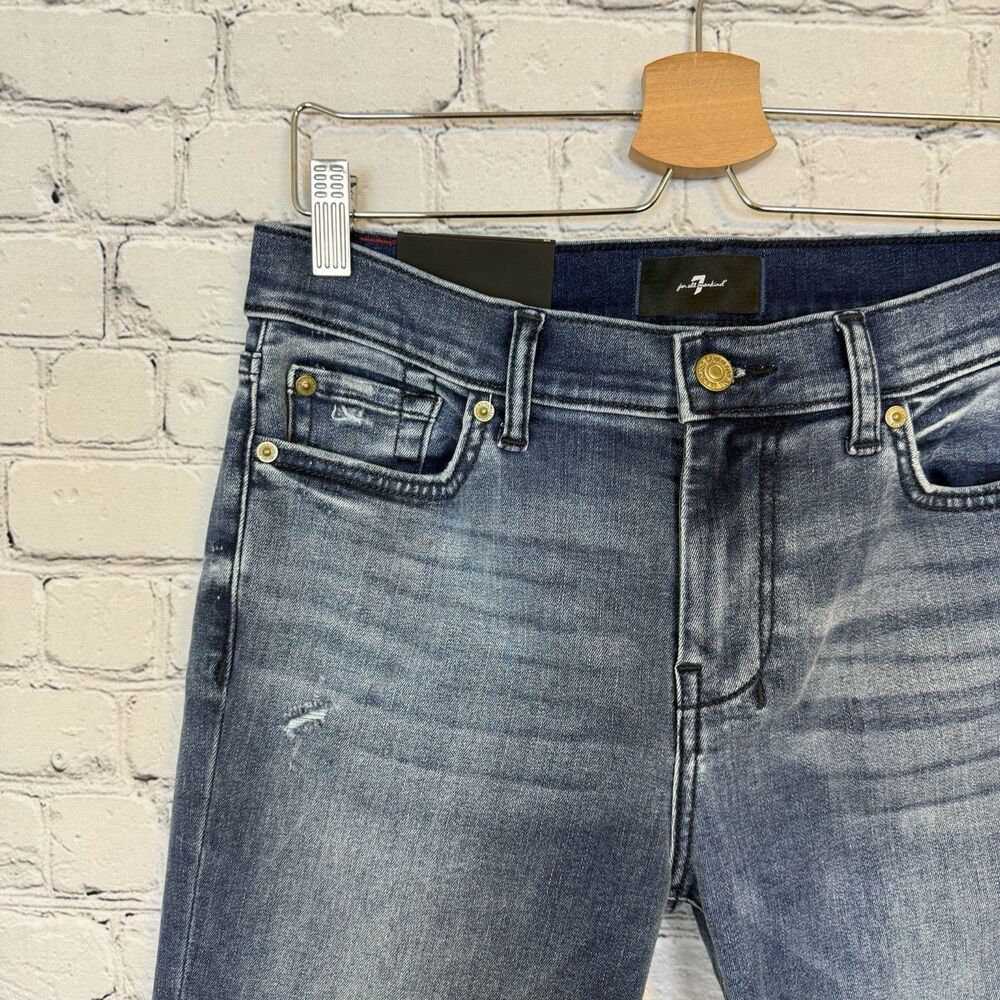 7 For All Mankind DOJO Slim Illusion Flare Jeans Mid Rise Pond Blue Women's 30 - Picture 12 of 15